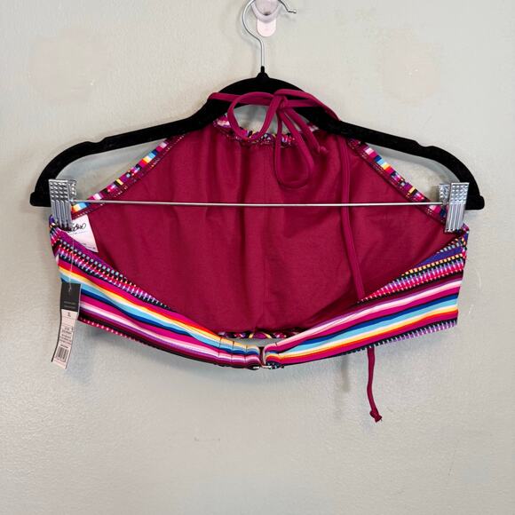 Mossimo Bikini Top Swimwear XL Red Halter Neck Striped Summer Beach Pool NWT - Picture 4 of 8